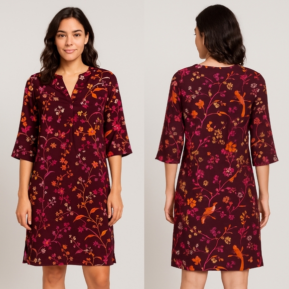 Jude Connally Megan Long Floral Menagerie Merlot Size Small - Picture 1 of 7